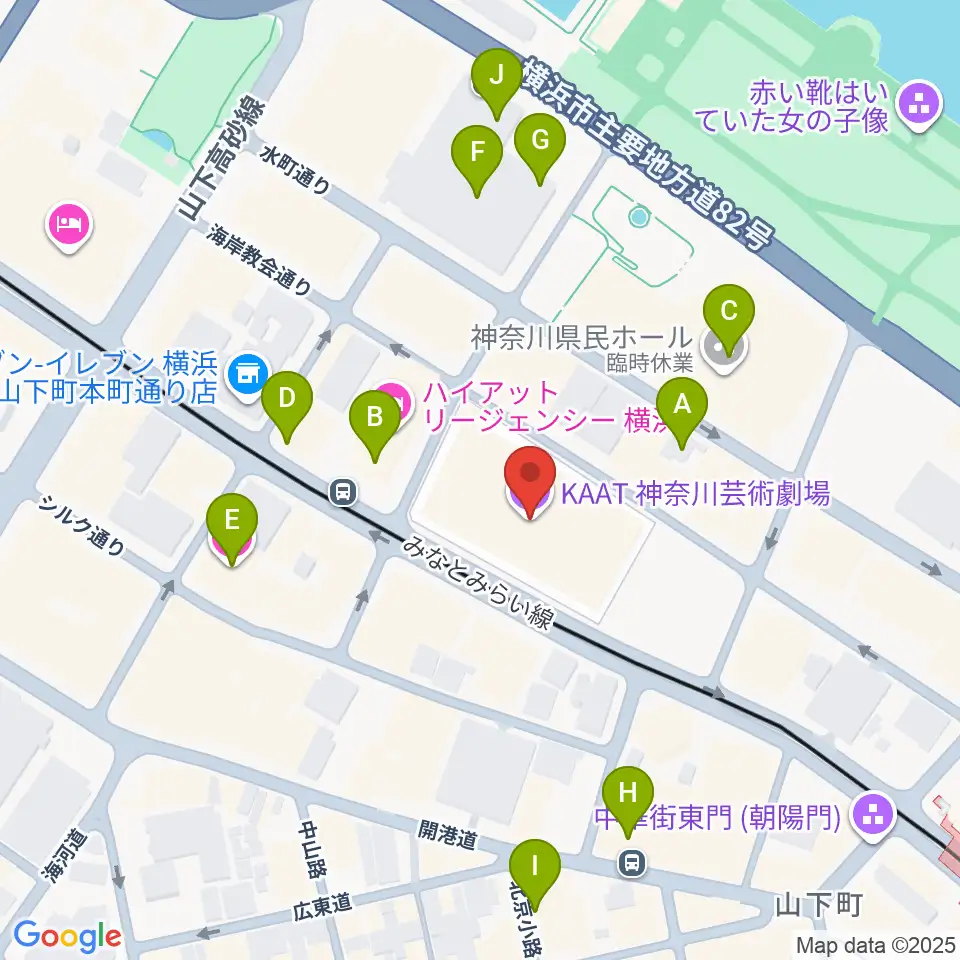 KAAT神奈川芸術劇場周辺のカフェ一覧地図