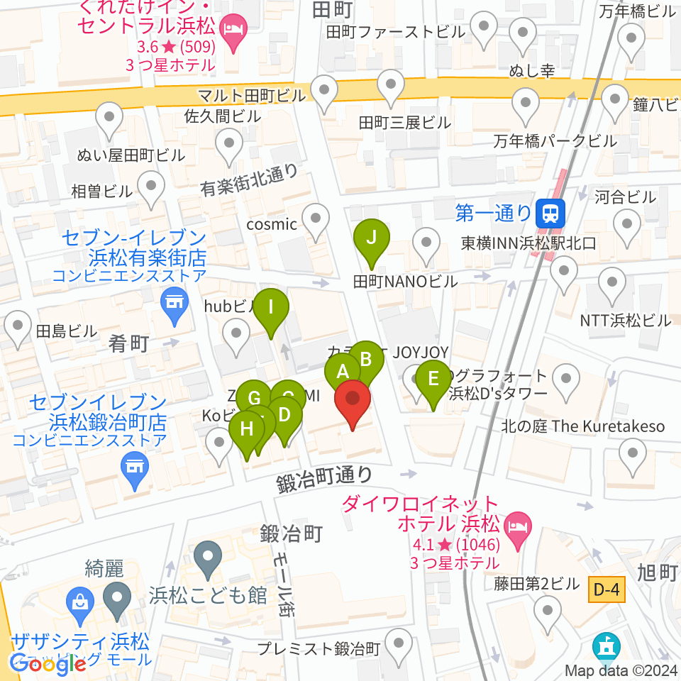 ミュージックアベニュー浜松周辺のカフェ一覧地図