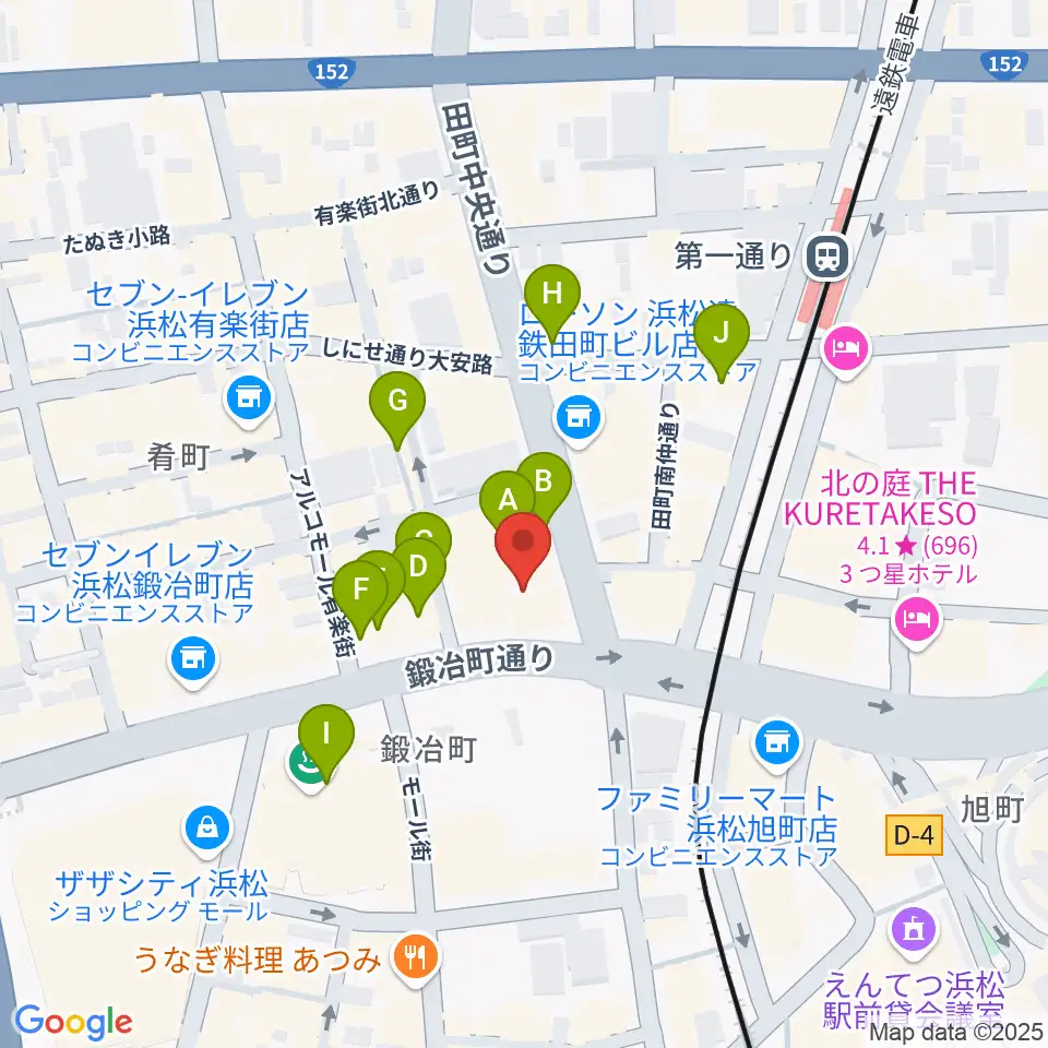 ミュージックアベニュー浜松周辺のカフェ一覧地図