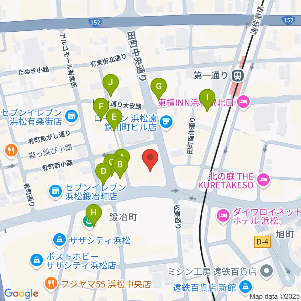 ミュージックアベニュー浜松周辺のカフェ一覧地図