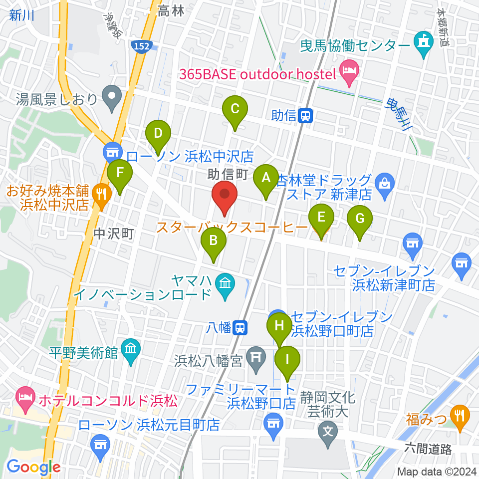 浜松中央センター ヤマハミュージック周辺のカフェ一覧地図