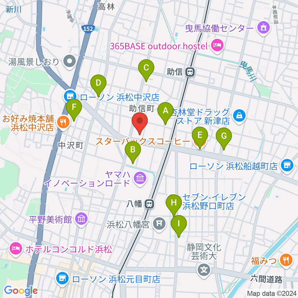 浜松中央センター ヤマハミュージック周辺のカフェ一覧地図