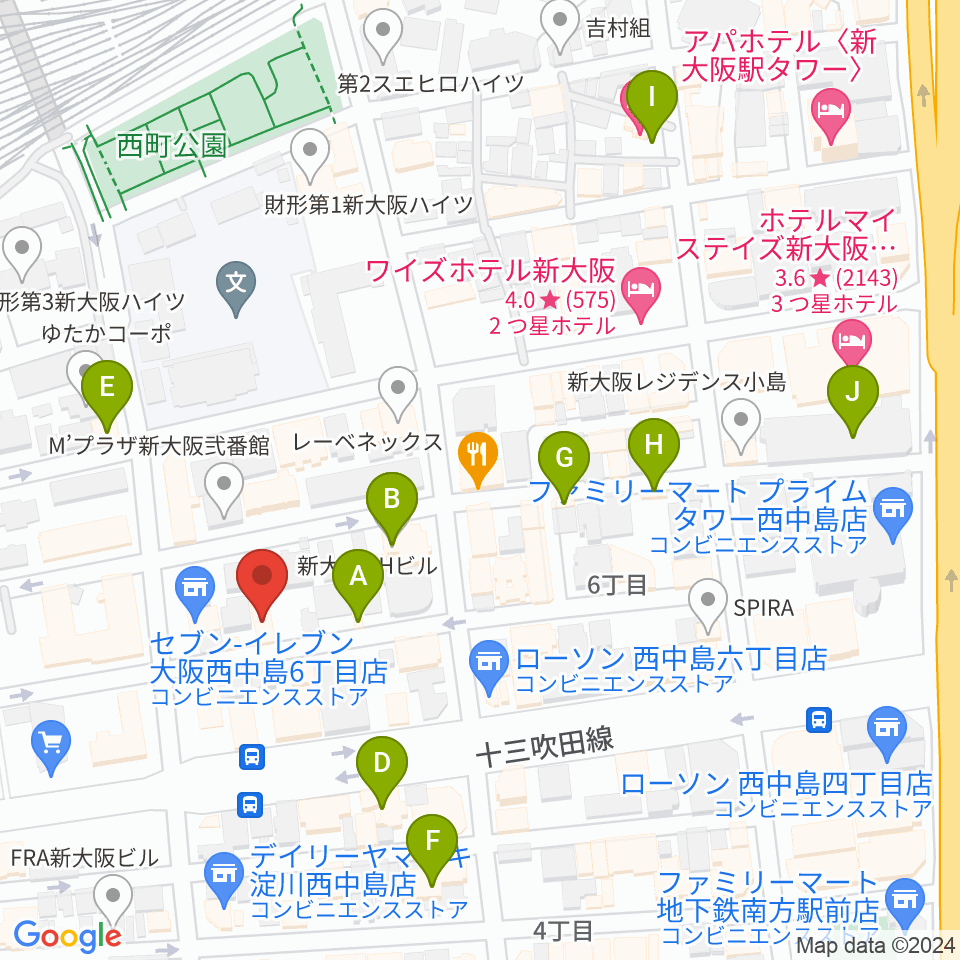 アトリエアルファ 木管楽器専門店周辺のカフェ一覧地図