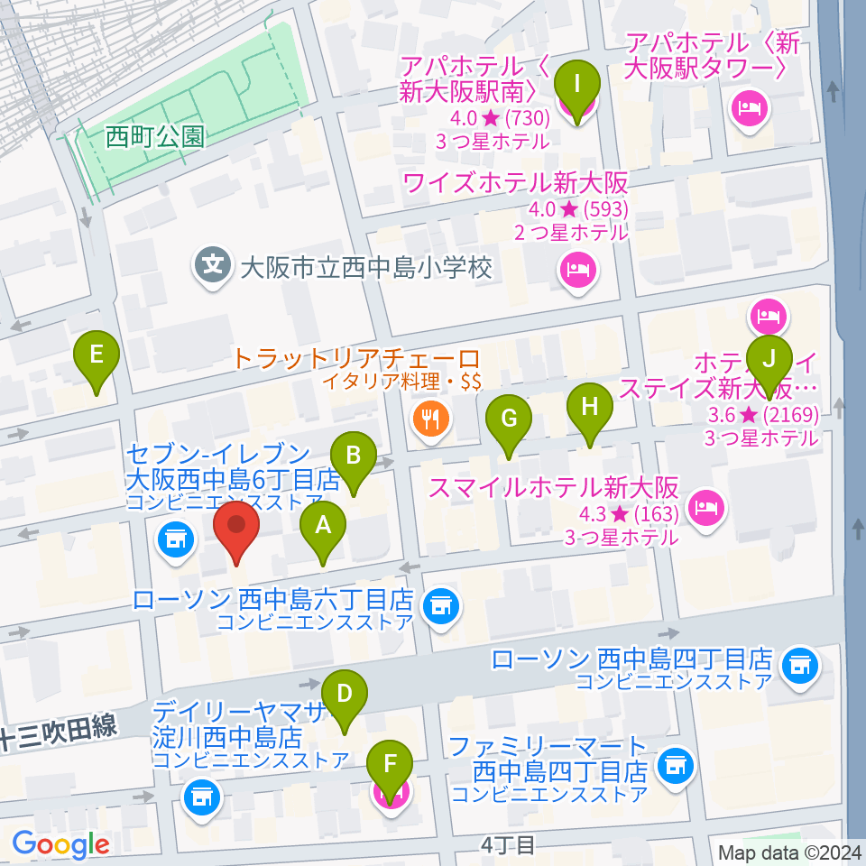 アトリエアルファ 木管楽器専門店周辺のカフェ一覧地図