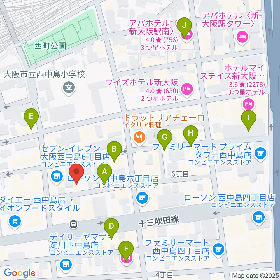 アトリエアルファ 木管楽器専門店周辺のカフェ一覧地図