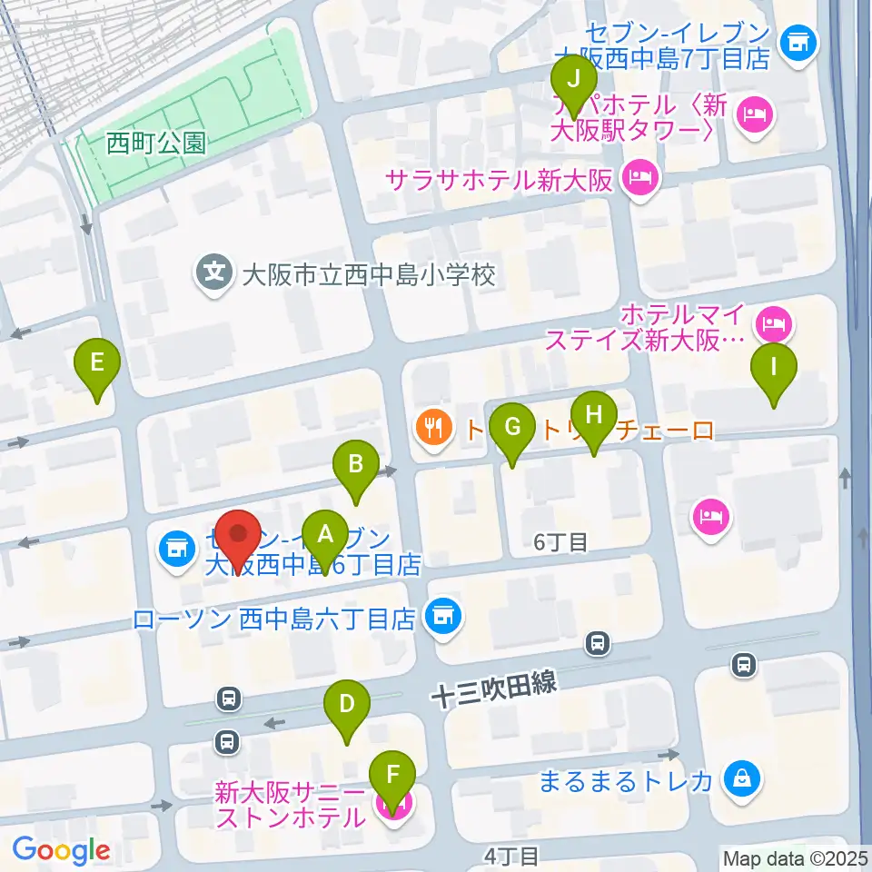 アトリエアルファ 木管楽器専門店周辺のカフェ一覧地図