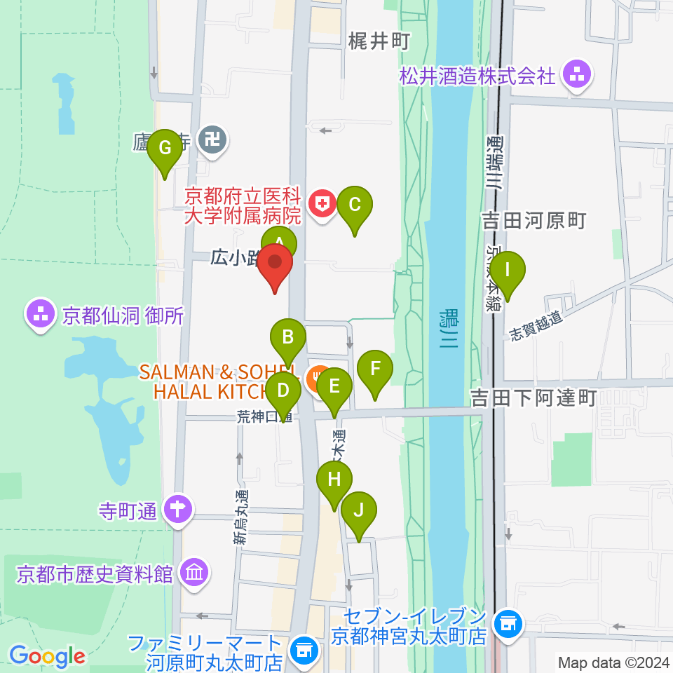 京都府立文化芸術会館周辺のカフェ一覧地図