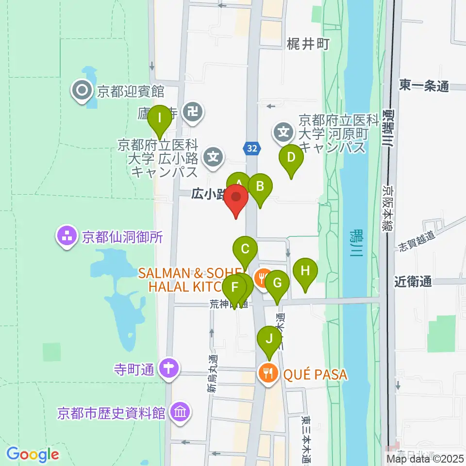 京都府立文化芸術会館周辺のカフェ一覧地図