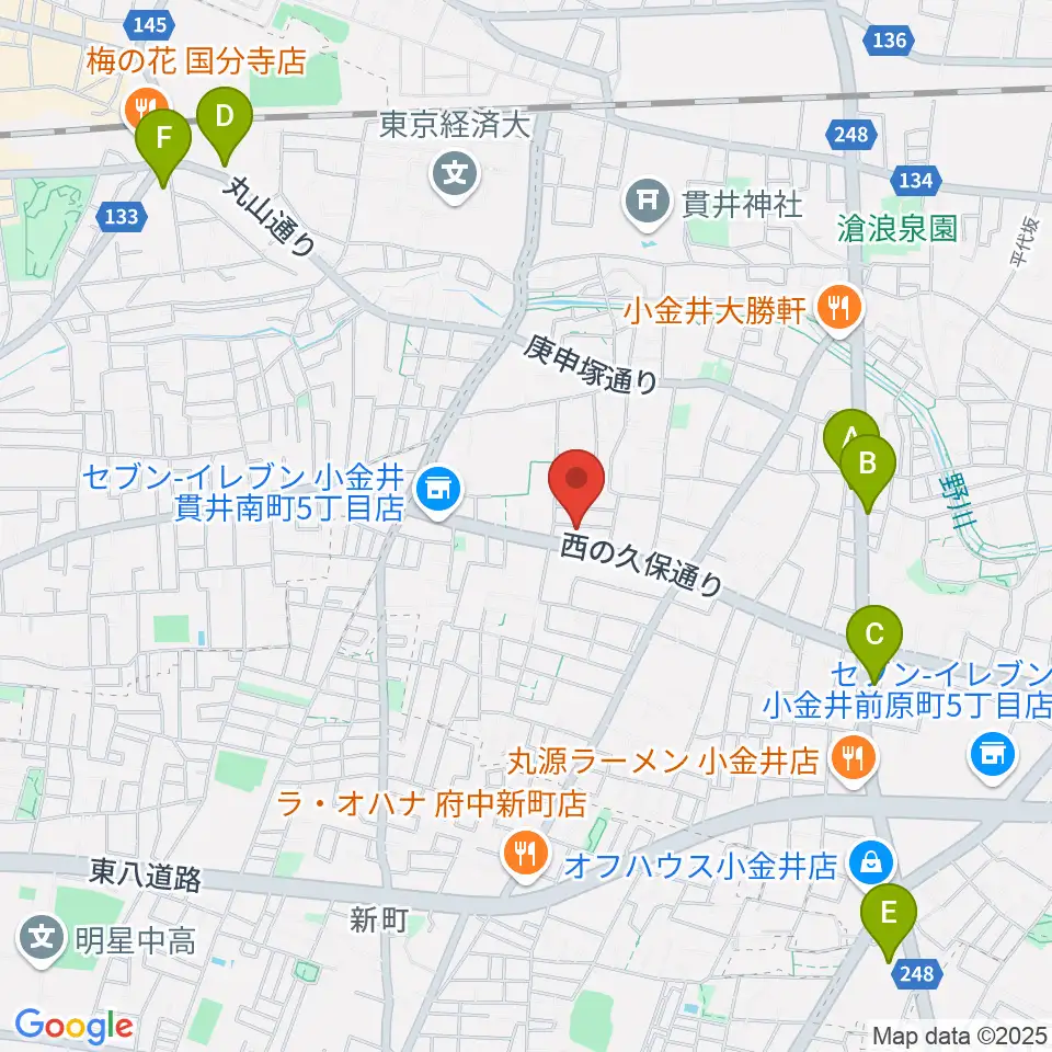 リンデピアノ教室周辺のカフェ一覧地図