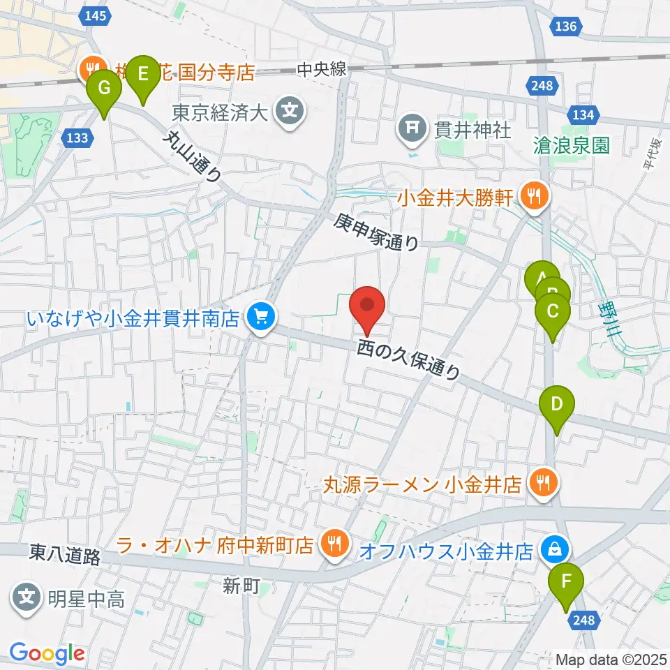 リンデピアノ教室周辺のカフェ一覧地図