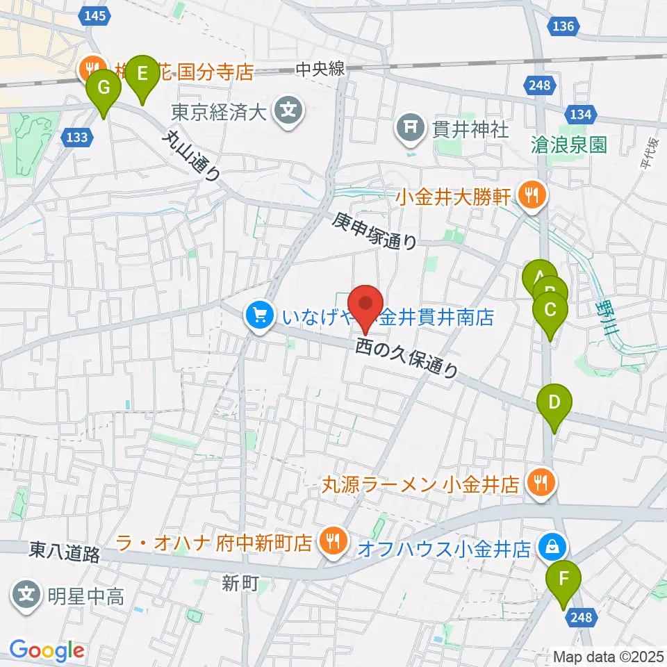 リンデピアノ教室周辺のカフェ一覧地図