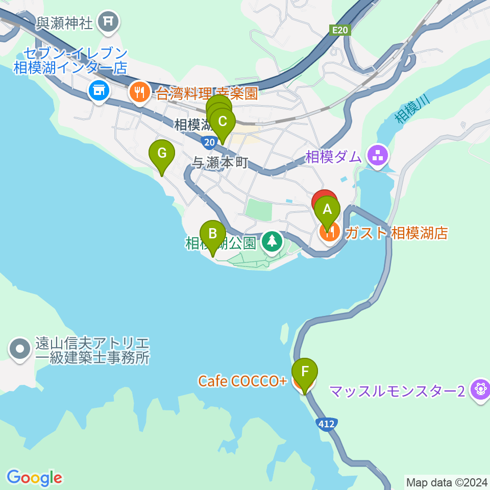 相模湖交流センター周辺のカフェ一覧地図