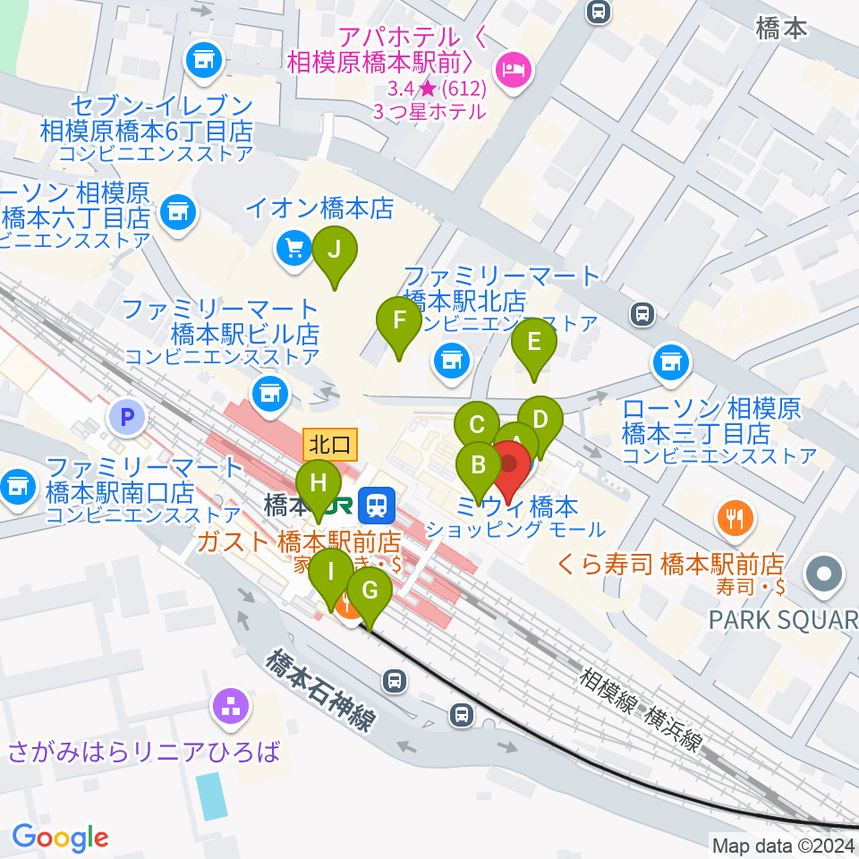 杜のホールはしもと周辺のカフェ一覧地図