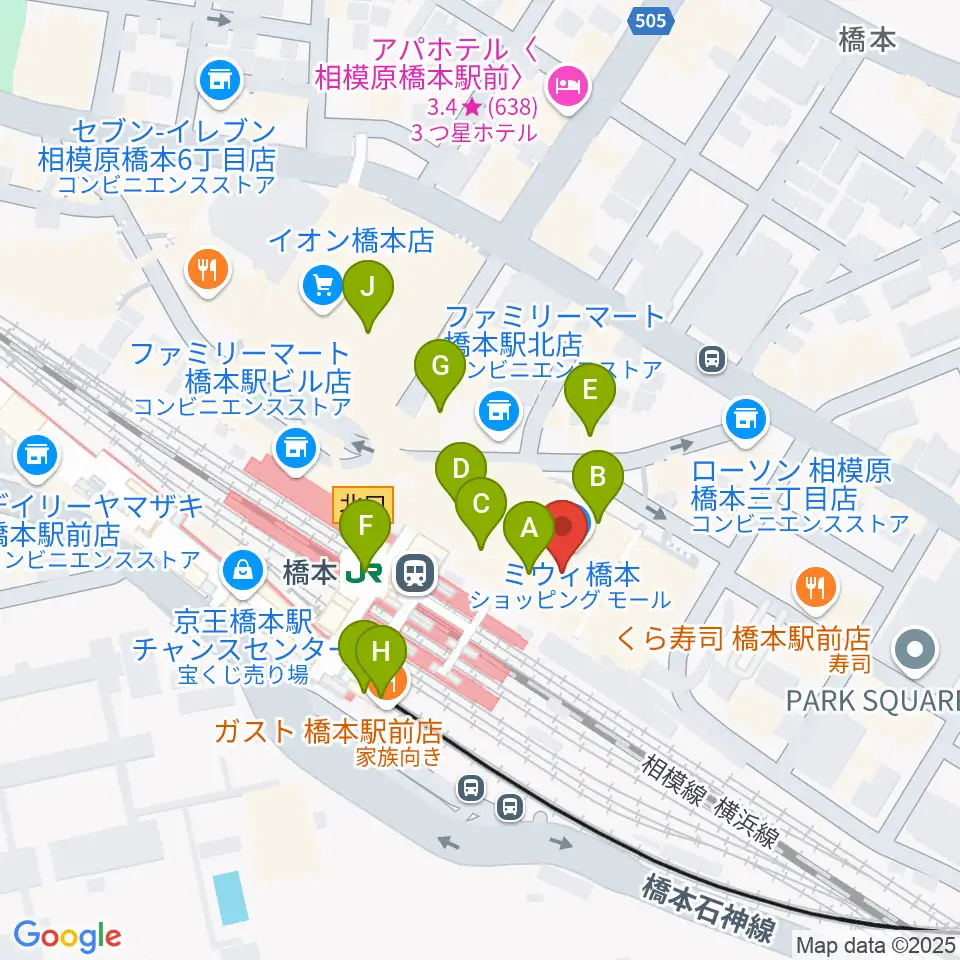 杜のホールはしもと周辺のカフェ一覧地図