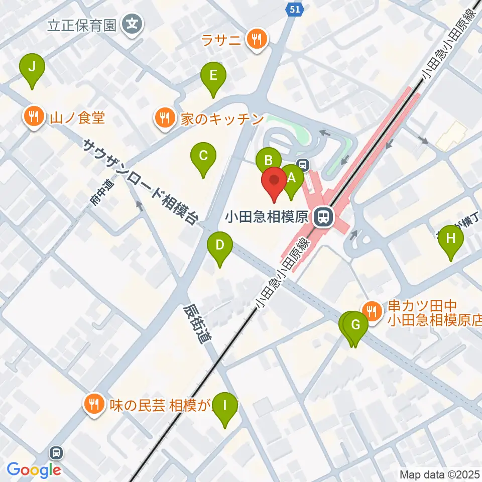 おださがプラザ周辺のカフェ一覧地図