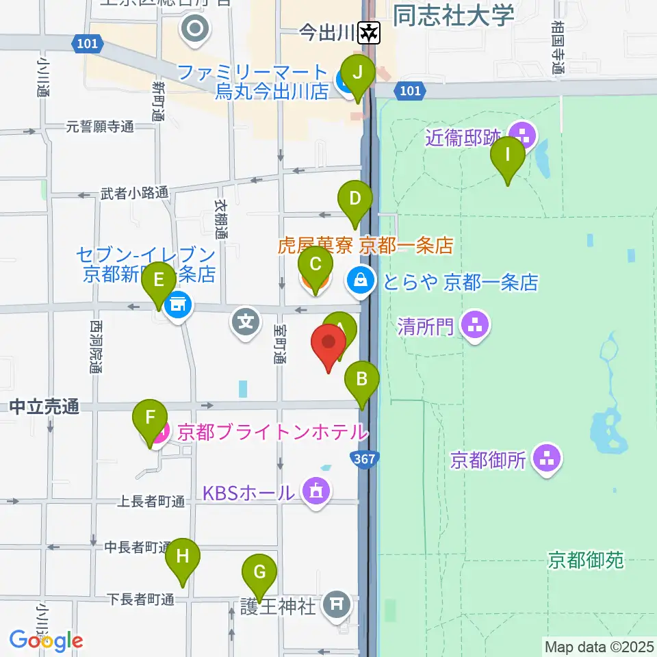 京都府立府民ホールアルティ周辺のカフェ一覧地図
