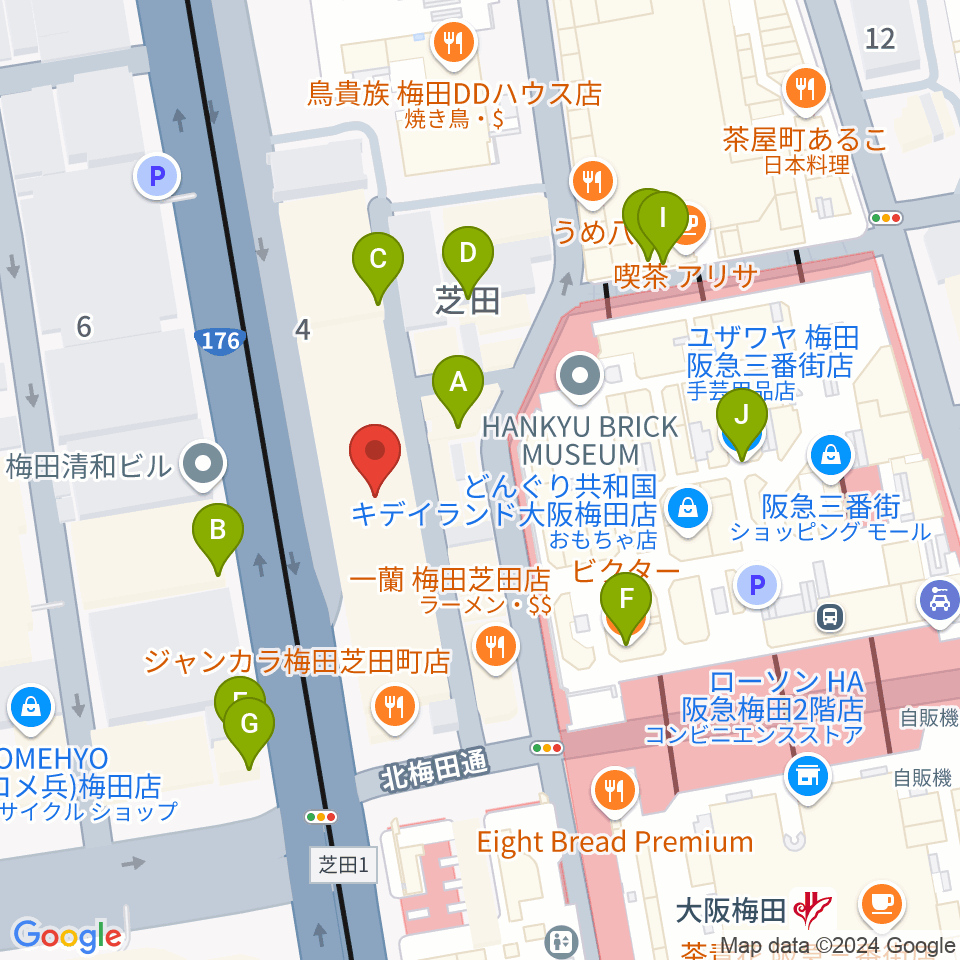 ミュージックアベニュー梅田周辺のカフェ一覧地図