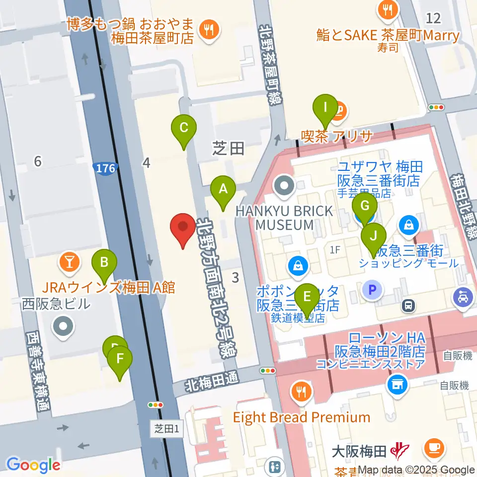 ミュージックアベニュー梅田周辺のカフェ一覧地図
