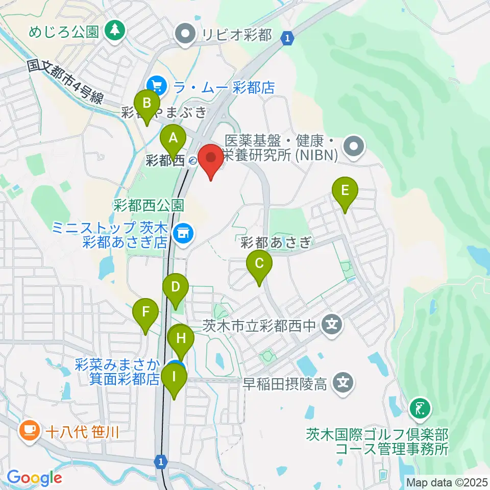 ヤマハミュージックセンター彩都 ヤマハミュージック周辺のカフェ一覧地図