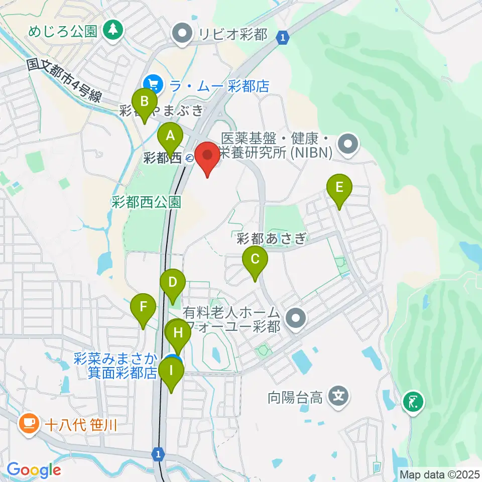 ヤマハミュージックセンター彩都 ヤマハミュージック周辺のカフェ一覧地図