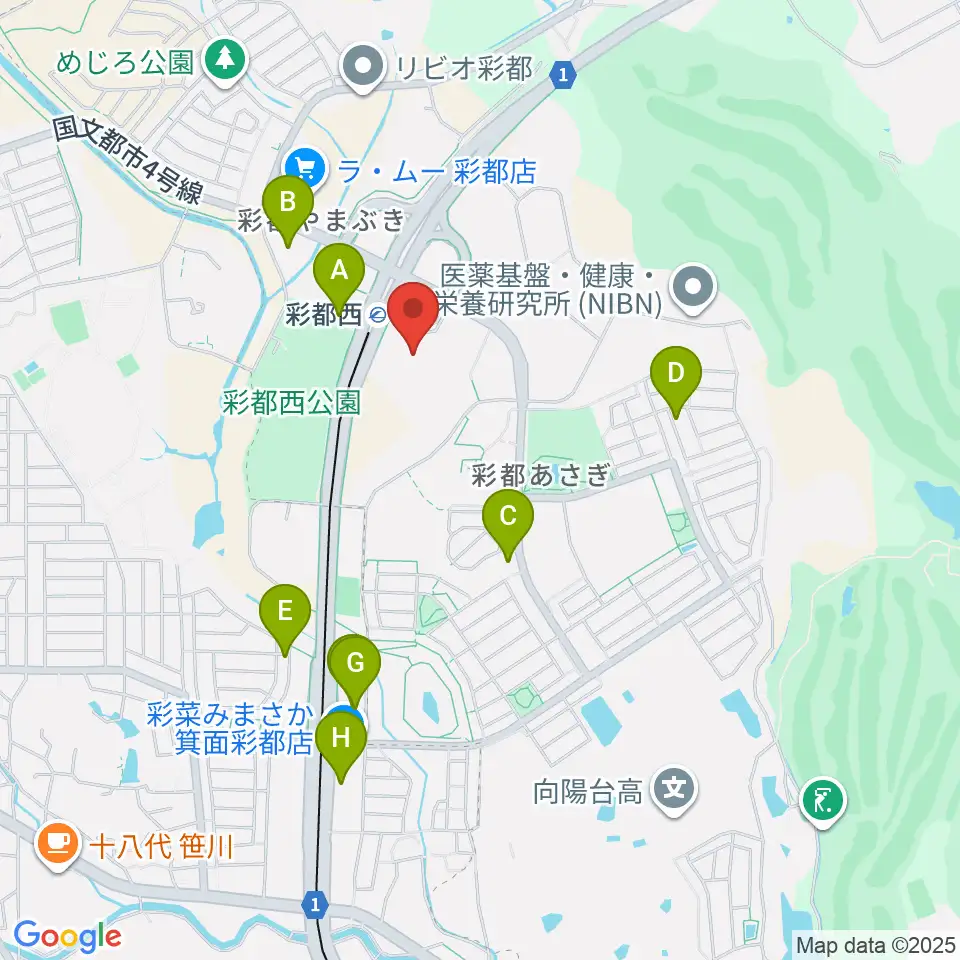 ヤマハミュージックセンター彩都 ヤマハミュージック周辺のカフェ一覧地図