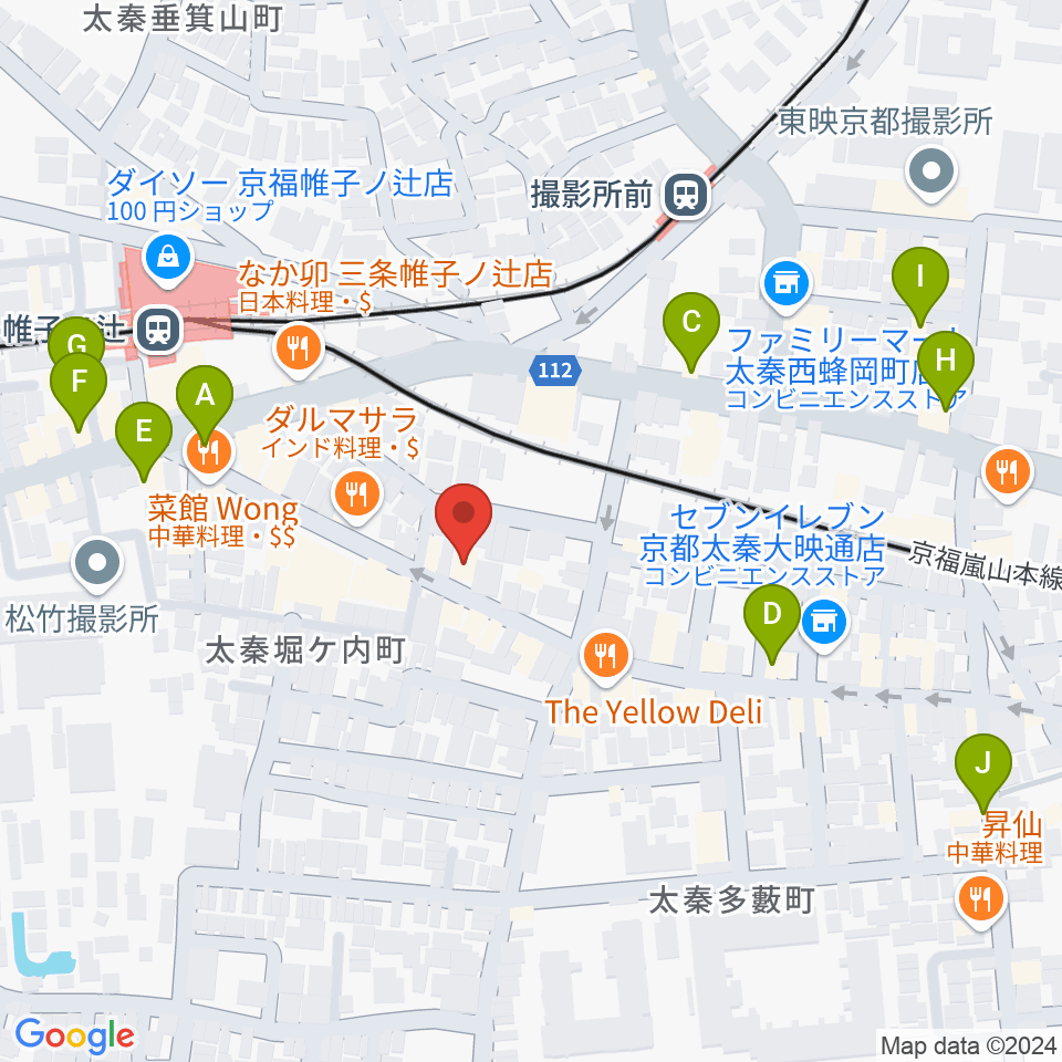 京都市右京区のひまわり音楽教室周辺のカフェ一覧地図