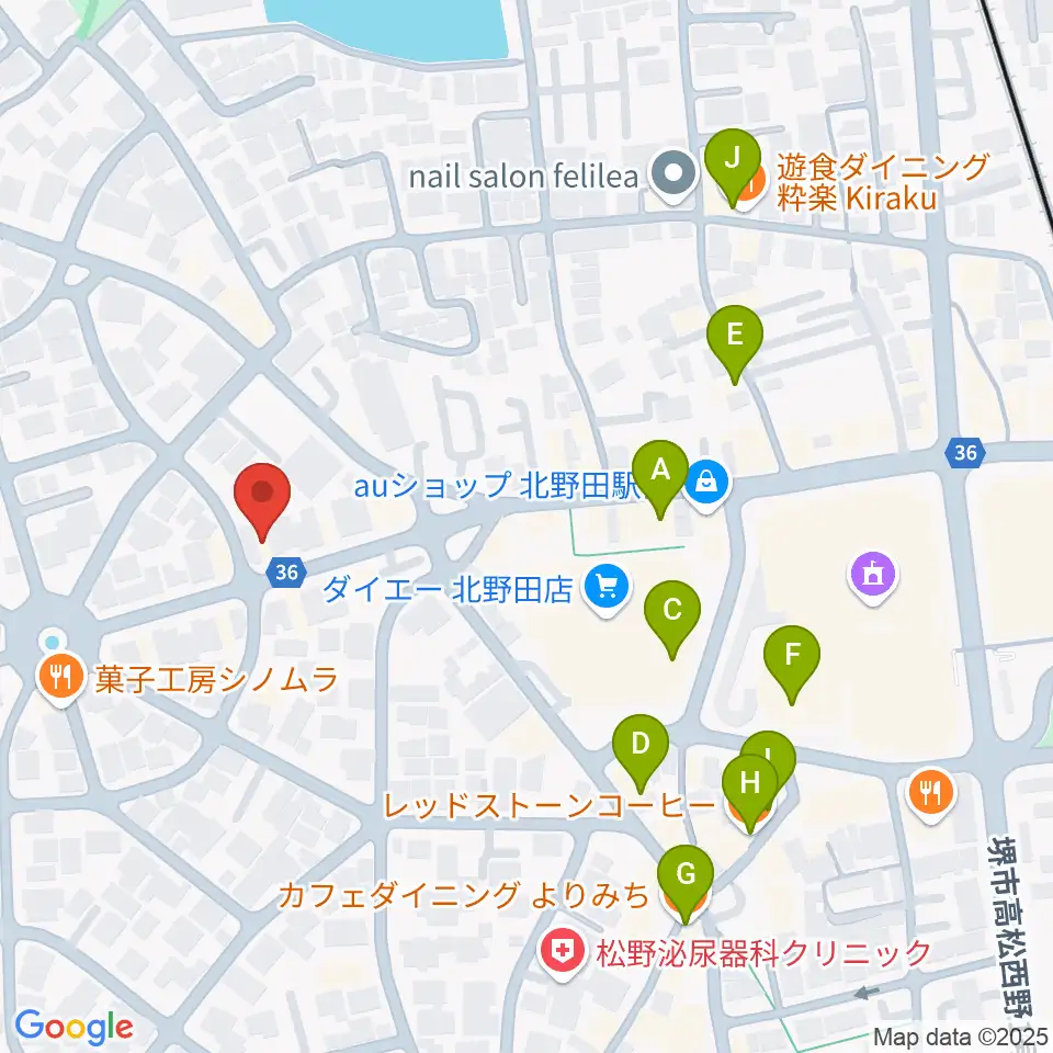 北野田センター ヤマハミュージック周辺のカフェ一覧地図