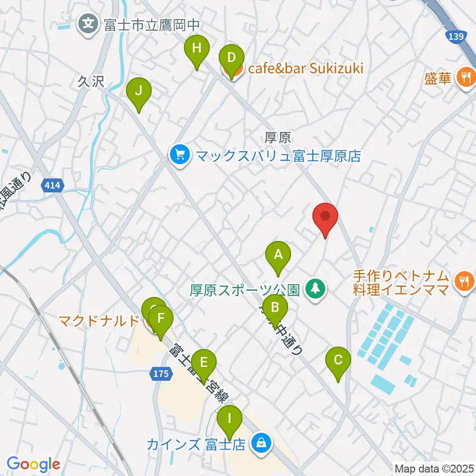ハウスゾンネンシャイン音楽堂周辺のカフェ一覧地図