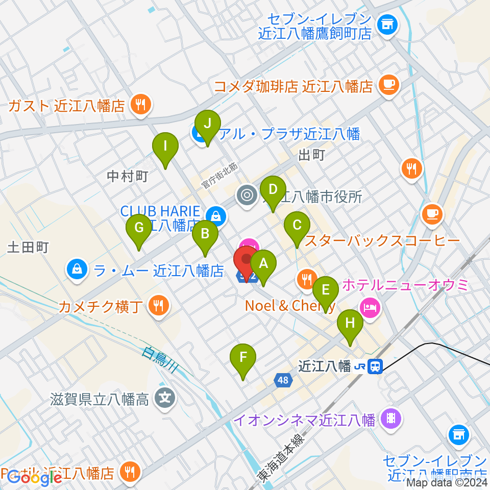 石岡楽器周辺のカフェ一覧地図