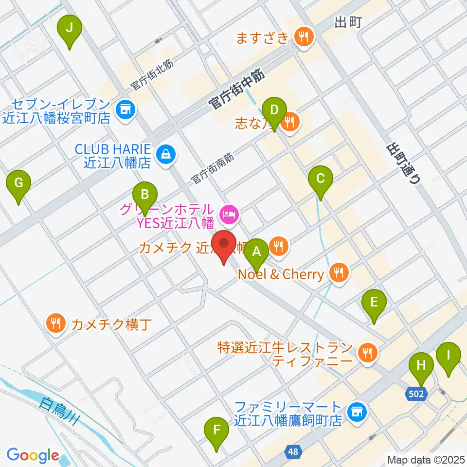 石岡楽器周辺のカフェ一覧地図