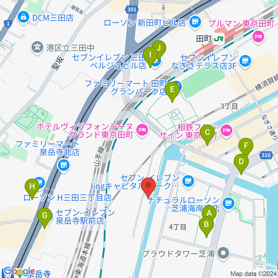 広野音楽教室周辺のカフェ一覧地図