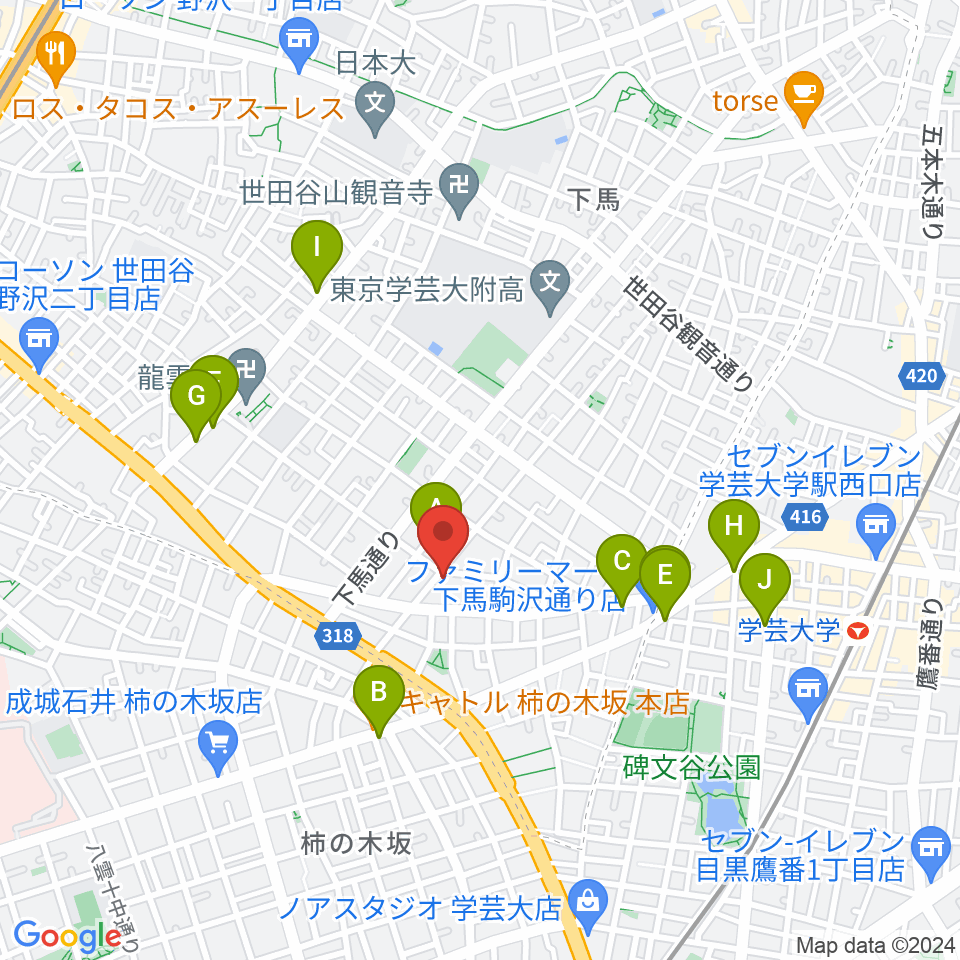 アウラ音楽院 学芸大学教室周辺のカフェ一覧地図