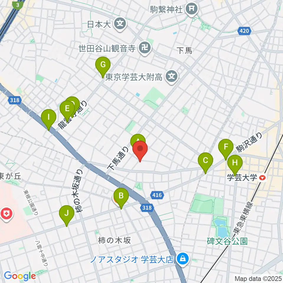 アウラ音楽院 学芸大学教室周辺のカフェ一覧地図