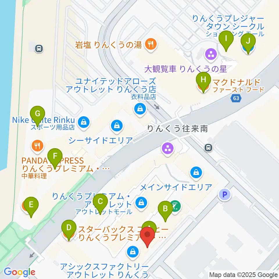 島村楽器 りんくうプレミアム・アウトレット店周辺のカフェ一覧地図