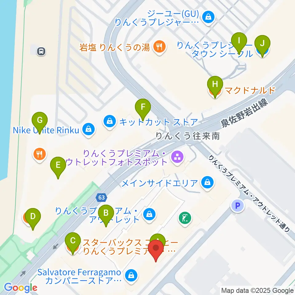 島村楽器 りんくうプレミアム・アウトレット店周辺のカフェ一覧地図