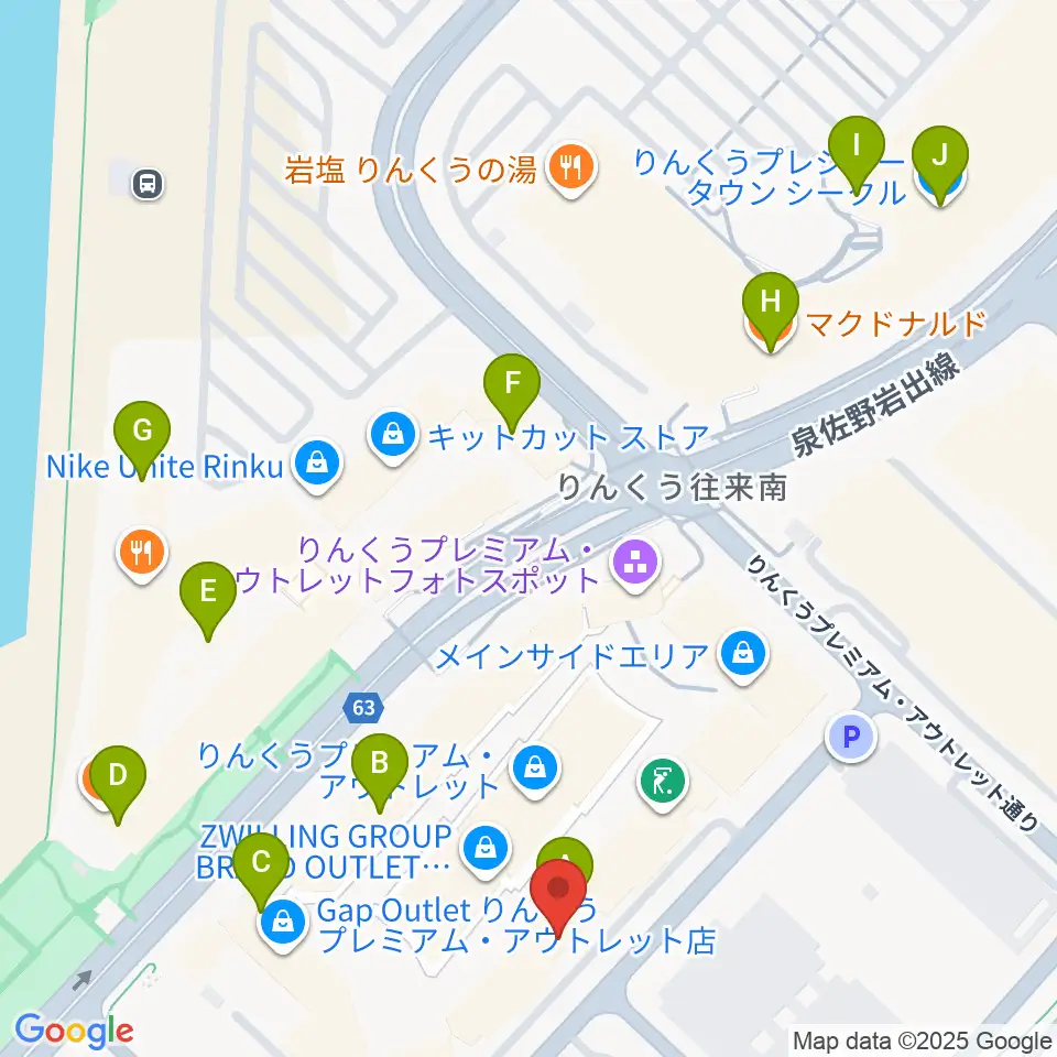 島村楽器 りんくうプレミアム・アウトレット店周辺のカフェ一覧地図