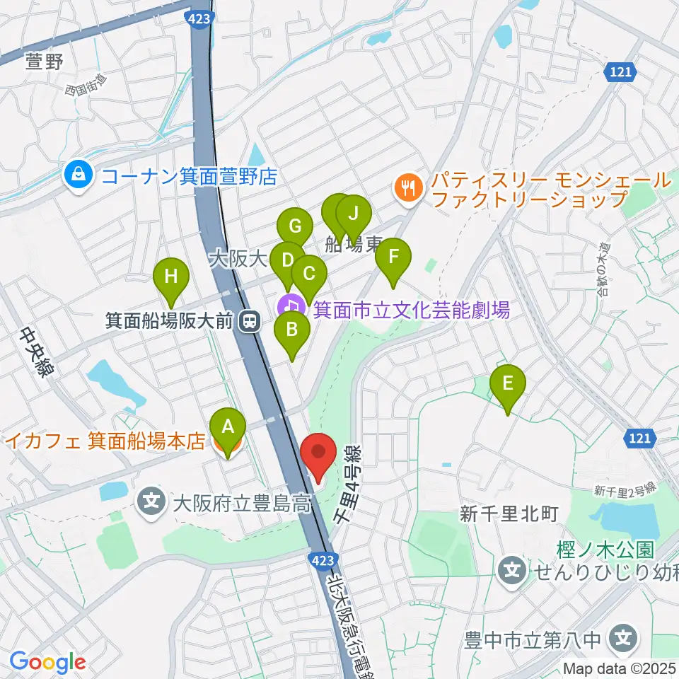 マークスミュージック周辺のカフェ一覧地図