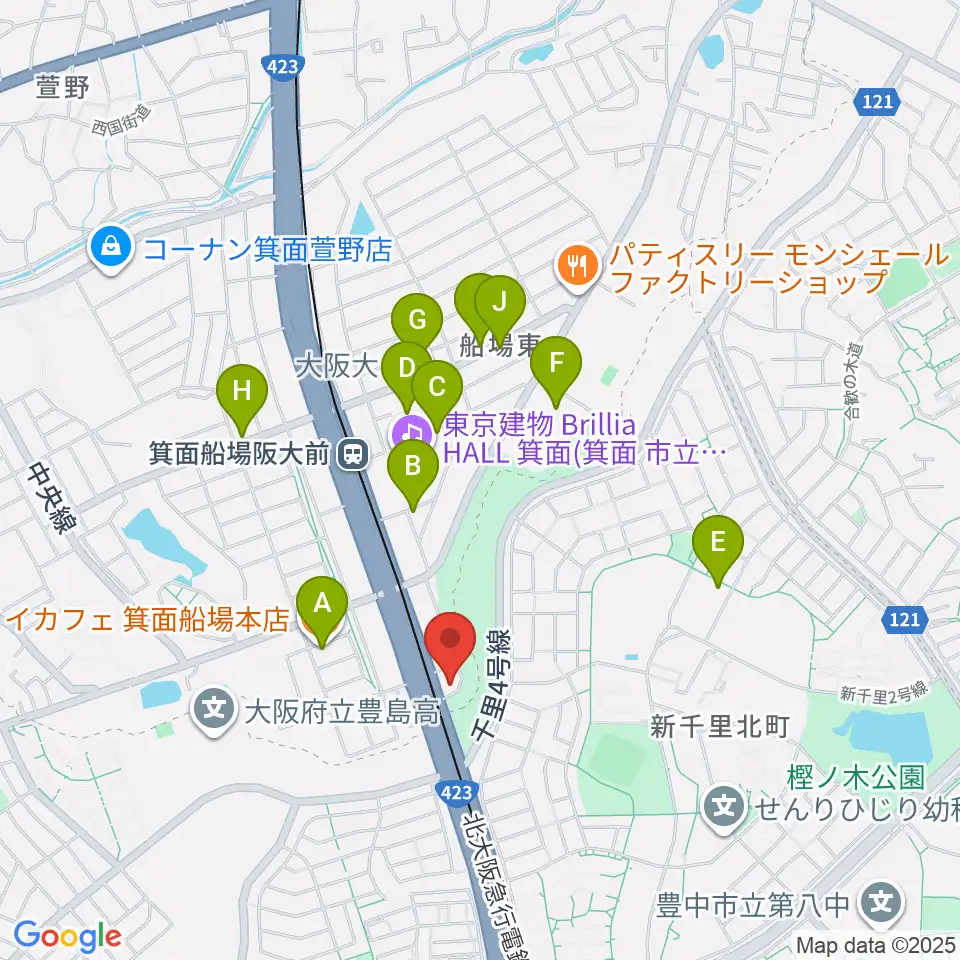 マークスミュージック周辺のカフェ一覧地図
