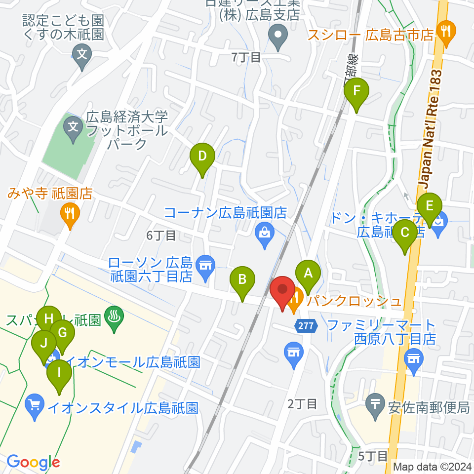 ユニスタイル安佐南 ヤマハミュージック周辺のカフェ一覧地図