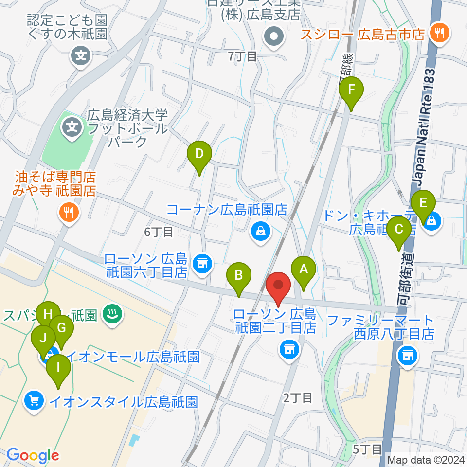 ユニスタイル安佐南 ヤマハミュージック周辺のカフェ一覧地図