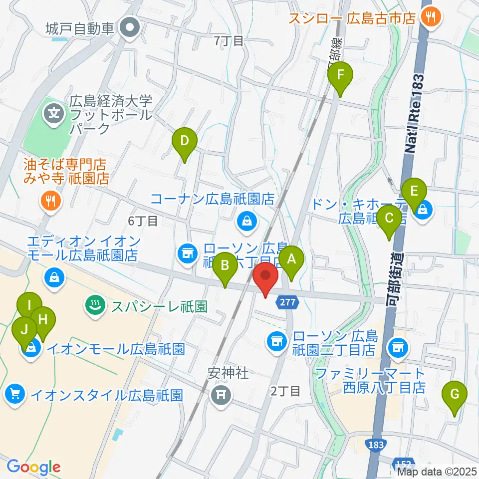 ユニスタイル安佐南 ヤマハミュージック周辺のカフェ一覧地図