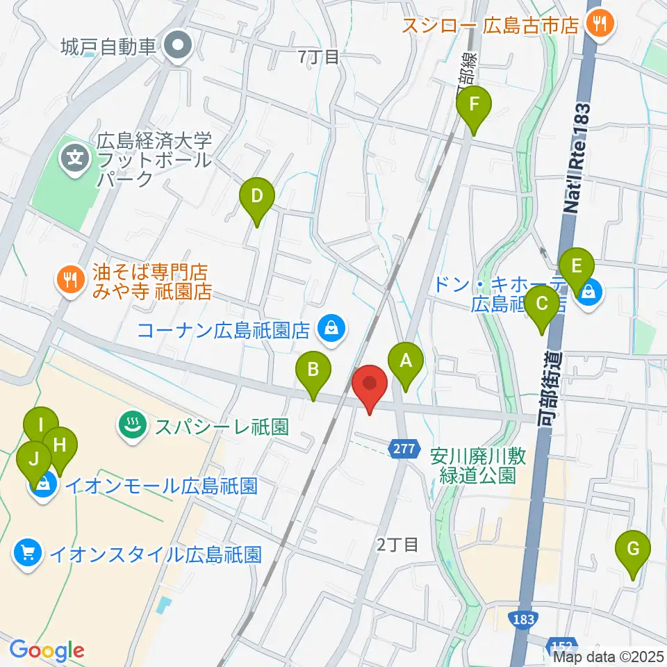 ユニスタイル安佐南 ヤマハミュージック周辺のカフェ一覧地図