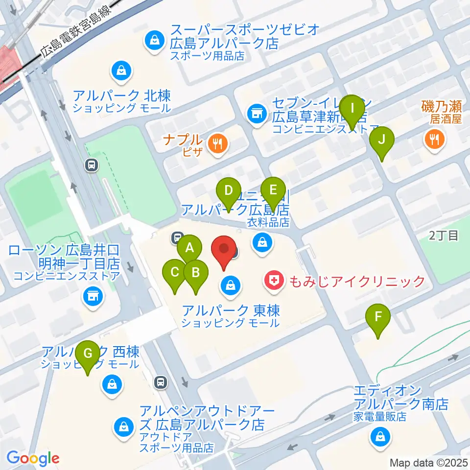 アルパークセンター ヤマハミュージック周辺のカフェ一覧地図