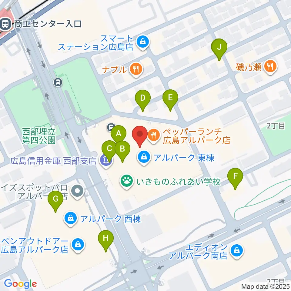 アルパークセンター ヤマハミュージック周辺のカフェ一覧地図
