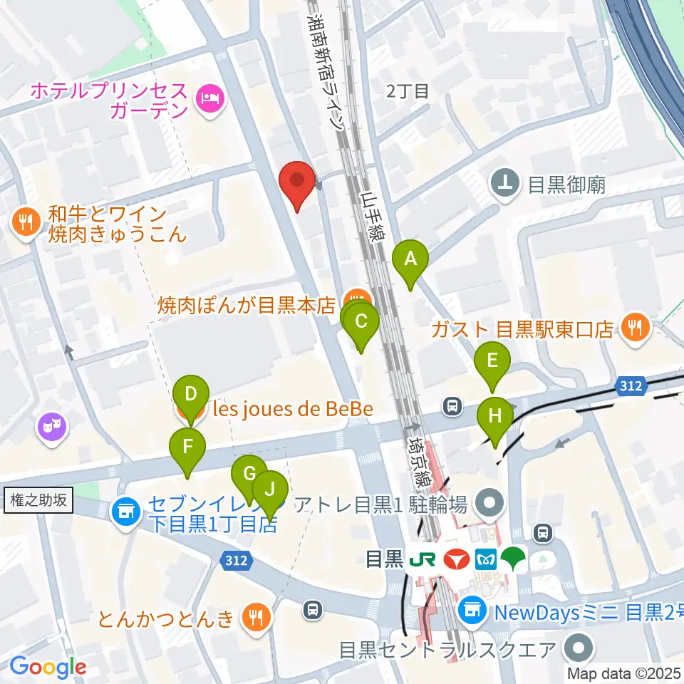 東京倶楽部 目黒店周辺のカフェ一覧地図