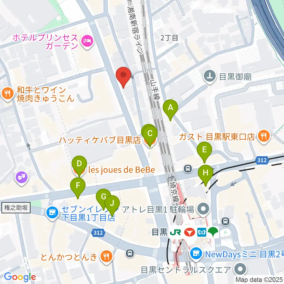 東京倶楽部 目黒店周辺のカフェ一覧地図
