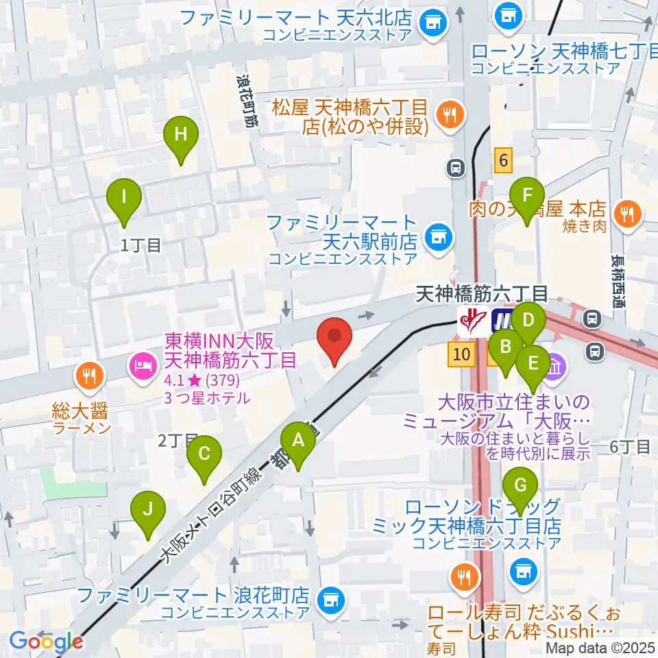 凛ミュージック 天六教室周辺のカフェ一覧地図