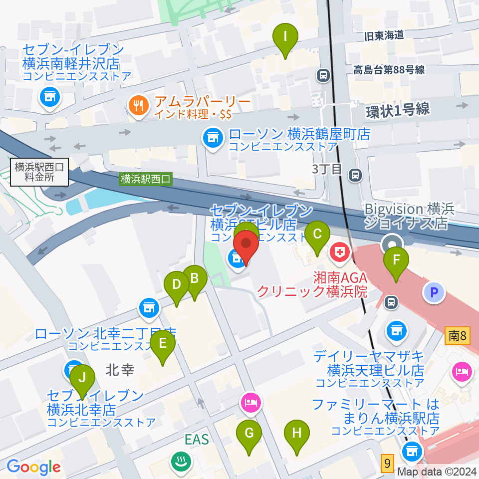 STスポット周辺のカフェ一覧地図