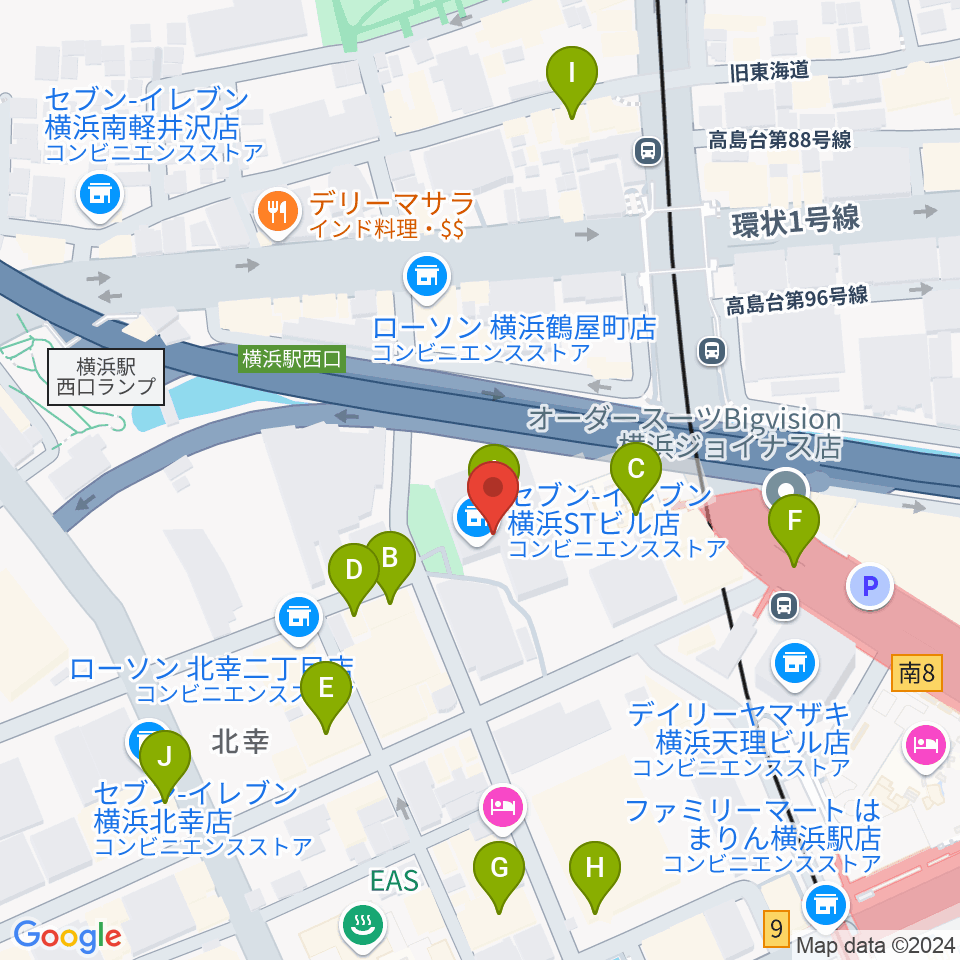 STスポット周辺のカフェ一覧地図