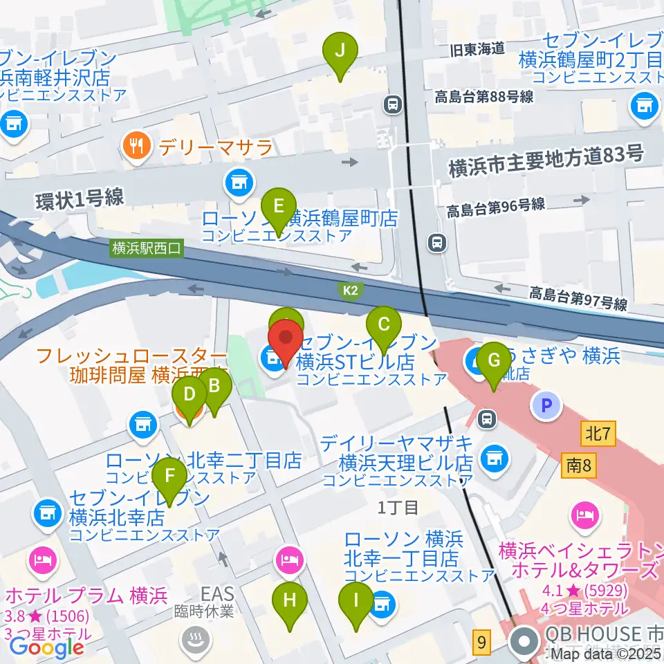 STスポット周辺のカフェ一覧地図